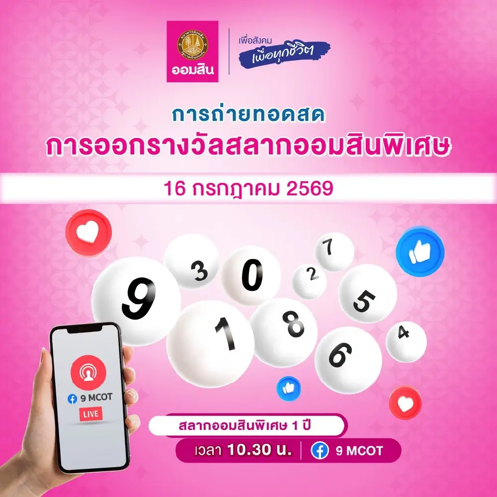 ผลหวยออมสิน 16 ก.ค. 69 ผลสลากออมสินพิเศษ 1ปี งวด 16/07/69