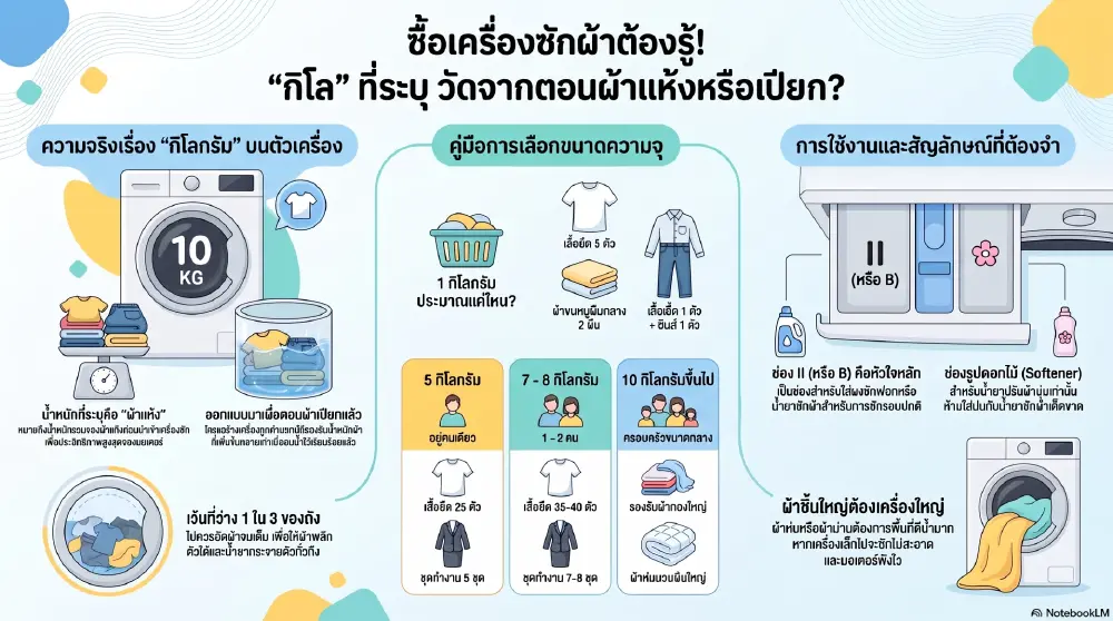 ไขข้อข้องใจ กิโลกรัมเครื่องซักผ้า คิดจากผ้าแห้งหรือเปียก