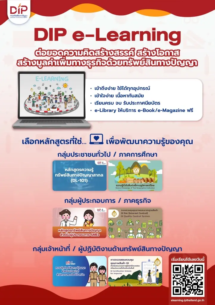 DIP เผย คอร์ส ทรัพย์สินทางปัญญาสากล มาตรฐาน WIPO ครองแชมป์คนเรียนสูงสุด