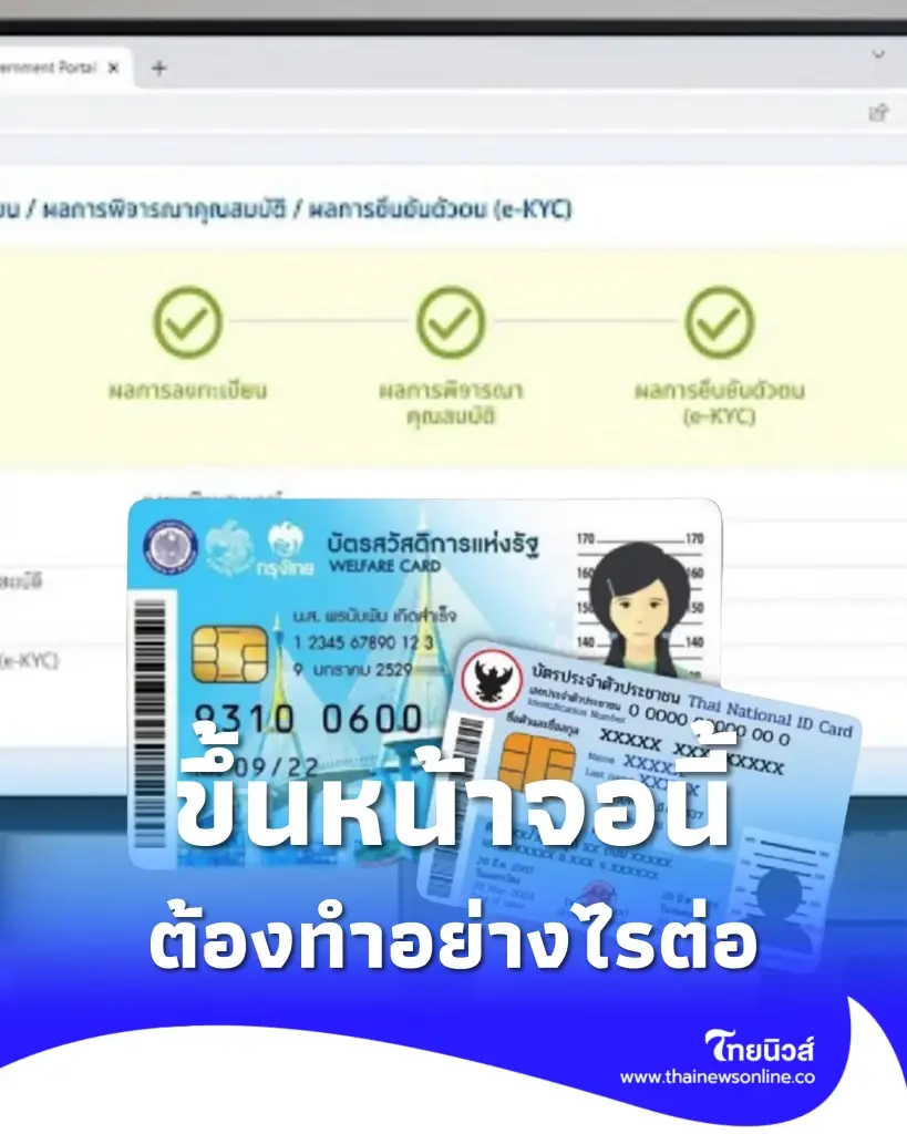 ลงทะเบียนบัตรสวัสดิการแห่งรัฐ ตรวจผลขึ้นหน้าจอผ่านแล้ว ทำอย่างไรต่อ