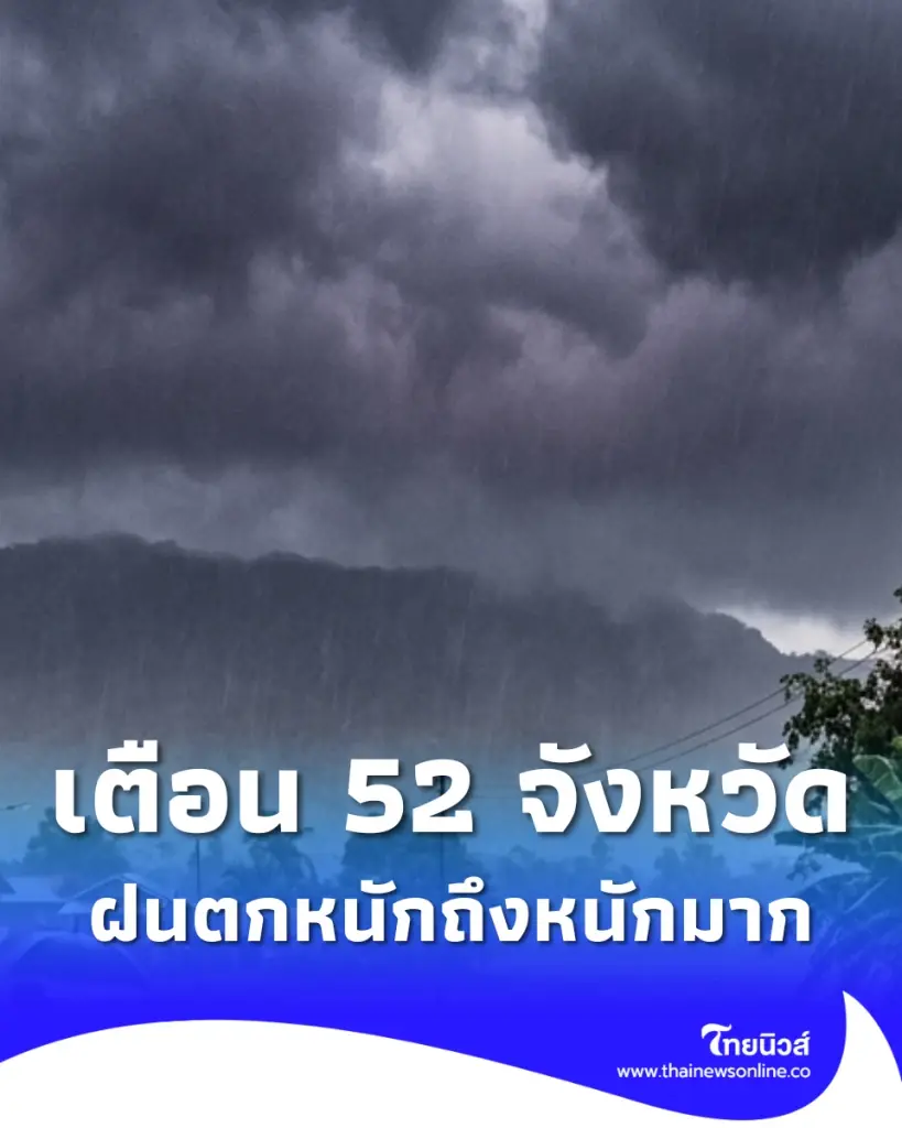 เปิด 52 จังหวัด อุตุฯ เตือนฝนตกหนักถึงหนักมาก ระวังน้ำท่วมฉับพลัน