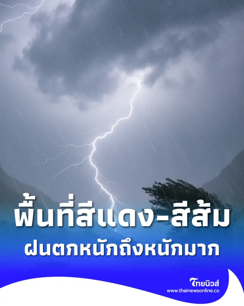 เปิดรายชื่อพื้นที่สีแดง สีส้ม รับมือมรสุม ฝนตกหนักถึงหนักมาก