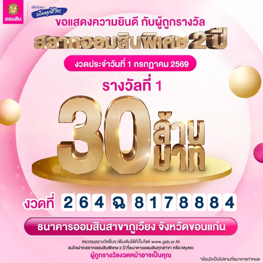 เฮลั่น ยินดีเศรษฐีใหม่ ถูกสลากออมสินรางวัลที่ 1 แตก 30 ล้าน