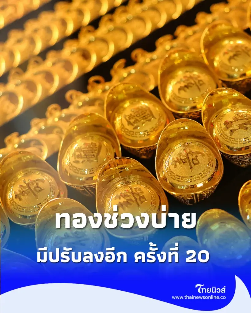 อัปเดตราคาทองช่วงบ่าย 22 ก.ค. 2569 มีปรับลงอีก ครั้งที่ 20 