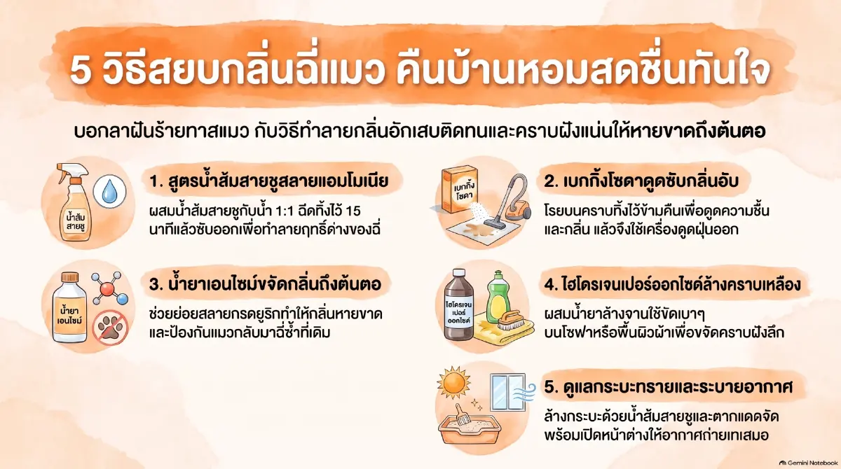 5 เคล็ดลับดับกลิ่นฉี่แมว หายขาด บ้านกลับมาหอมทันที