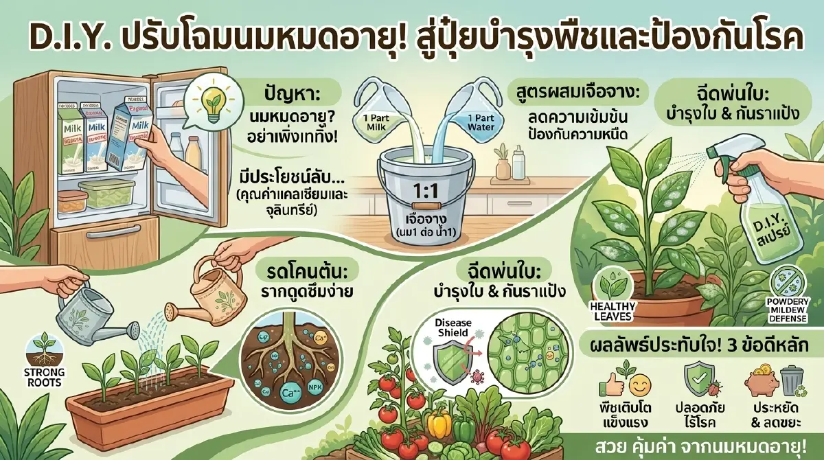  อย่าเพิ่งเททิ้งลงท่อ  เผยประโยชน์ลับ "นมที่หมดอายุแล้ว"  