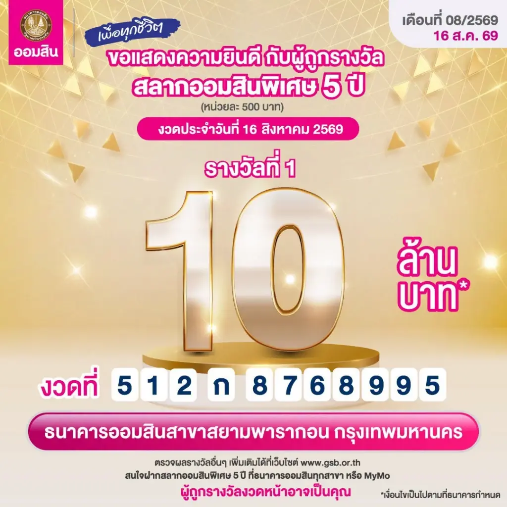 เฮลั่น ยินดีเศรษฐีใหม่ ถูกสลากออมสินรางวัลที่ 1 แตก 10 ล้าน