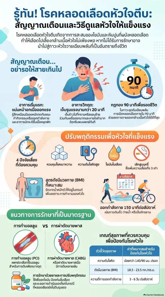 เตือนโรคหลอดเลือดหัวใจตีบตันพุ่ง เผยสัญญาณเสี่ยงต้องรู้ 