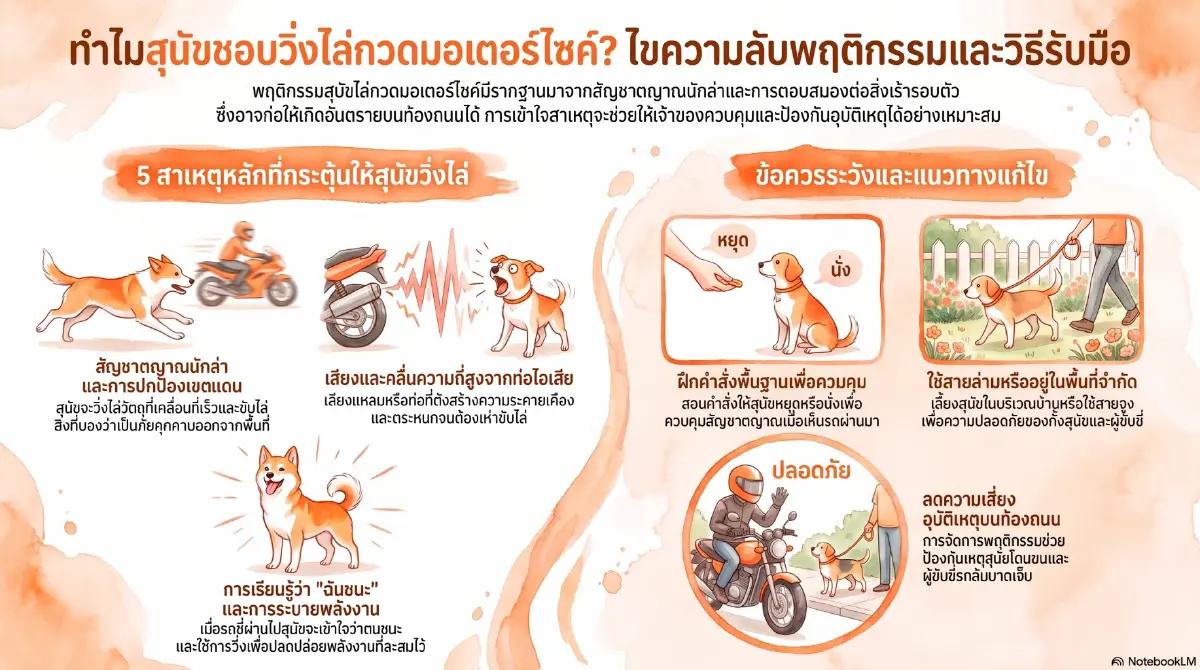 เปิด 5 สาเหตุ หมาไล่มอเตอร์ไซค์ จาก สัญชาตญาณสุนัข และวิธีป้องกัน