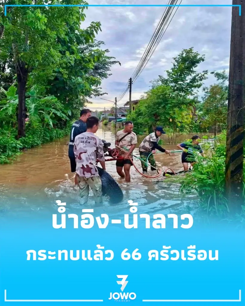 น้ำอิง-น้ำลาว จ่อทะลักจุดวิกฤต อำเภอเทิงสั่งระดมกำลังด่วน กระทบแล้ว 66 ครัวเรือน