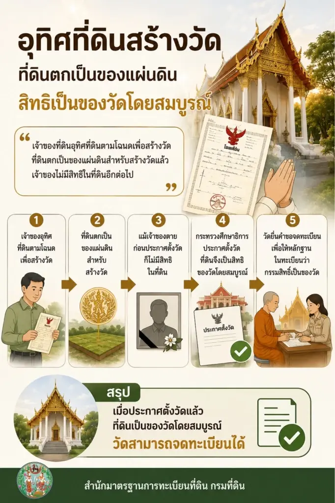 ไขข้อสงสัย กรมที่ดินแจง อุทิศที่ดินสร้างวัด กรรมสิทธิ์เป็นของใคร