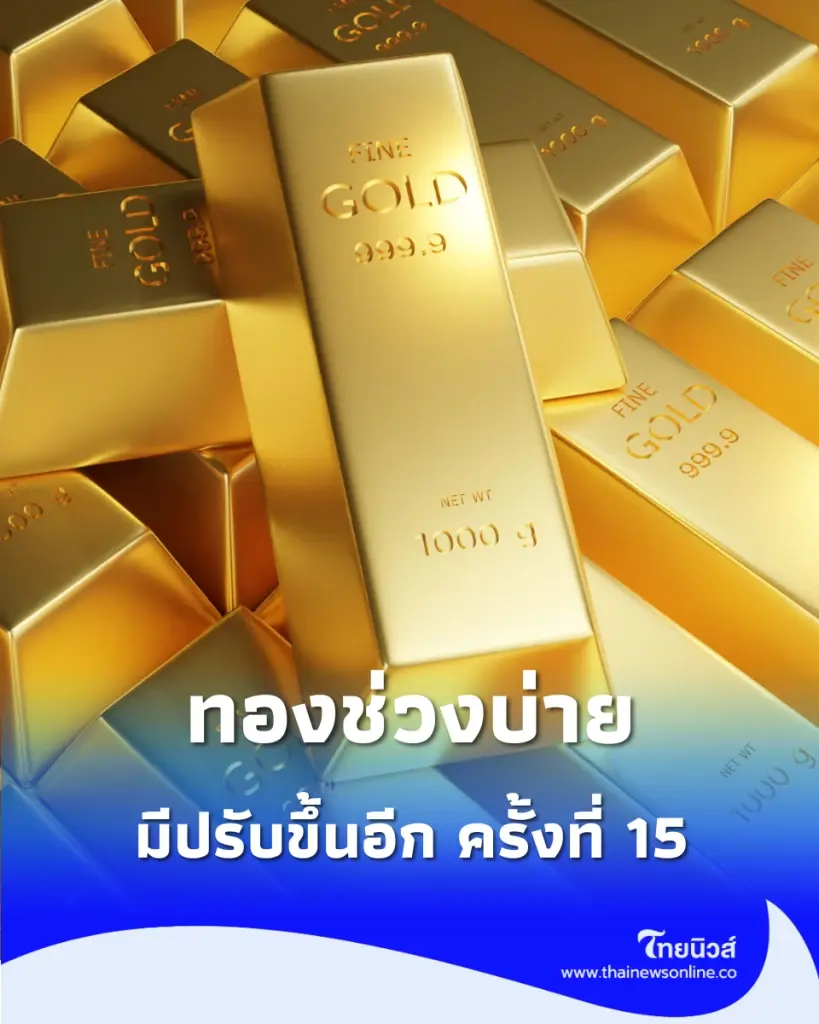  อัปเดตราคาทองช่วงบ่าย 10 ส.ค. 69 ราคาทองมีปรับขึ้นอีก ครั้งที่ 15