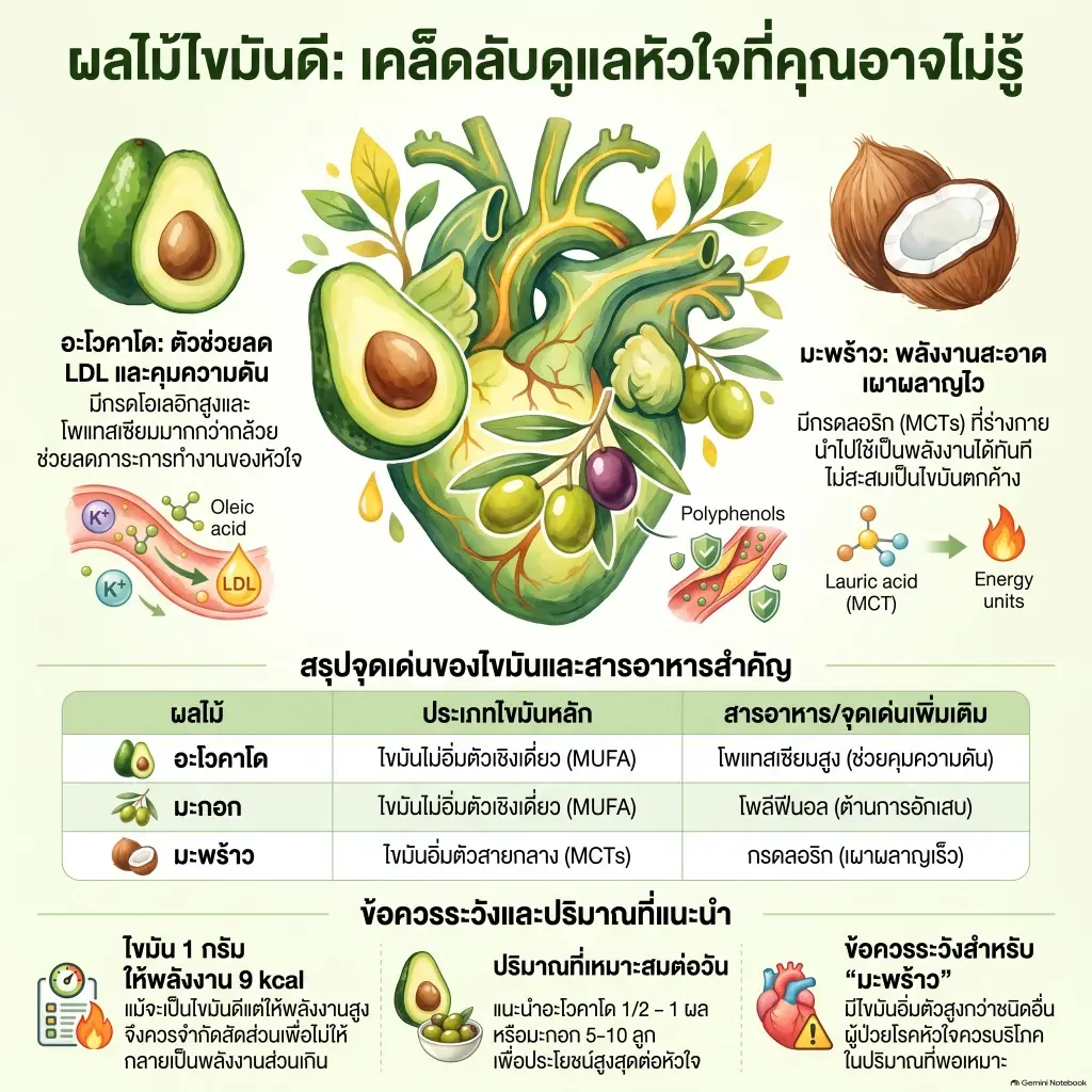 เปิดลิสต์ส่อง 3 ผลไม้ไขมันเด่น กินถูกลดเสี่ยงโรคหัวใจ 