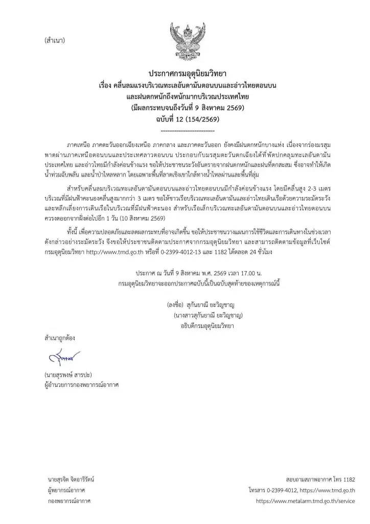 เตือนด่วน! กรมอุตุฯ ออกประกาศฉบับสุดท้าย ฝนตกหนักมาก เสี่ยงน้ำท่วม!