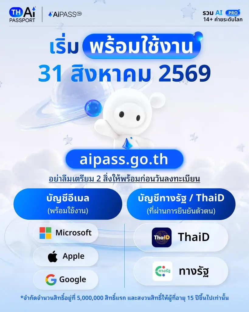 "TH-AI Passport" เปิดให้คนไทยใช้งาน AI PRO อย่างเป็นทางการแล้ว