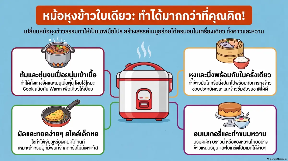รวมเมนูอร่อยจากหม้อหุงข้าว ต้ม อบ ผัด ทอด ครบจบ