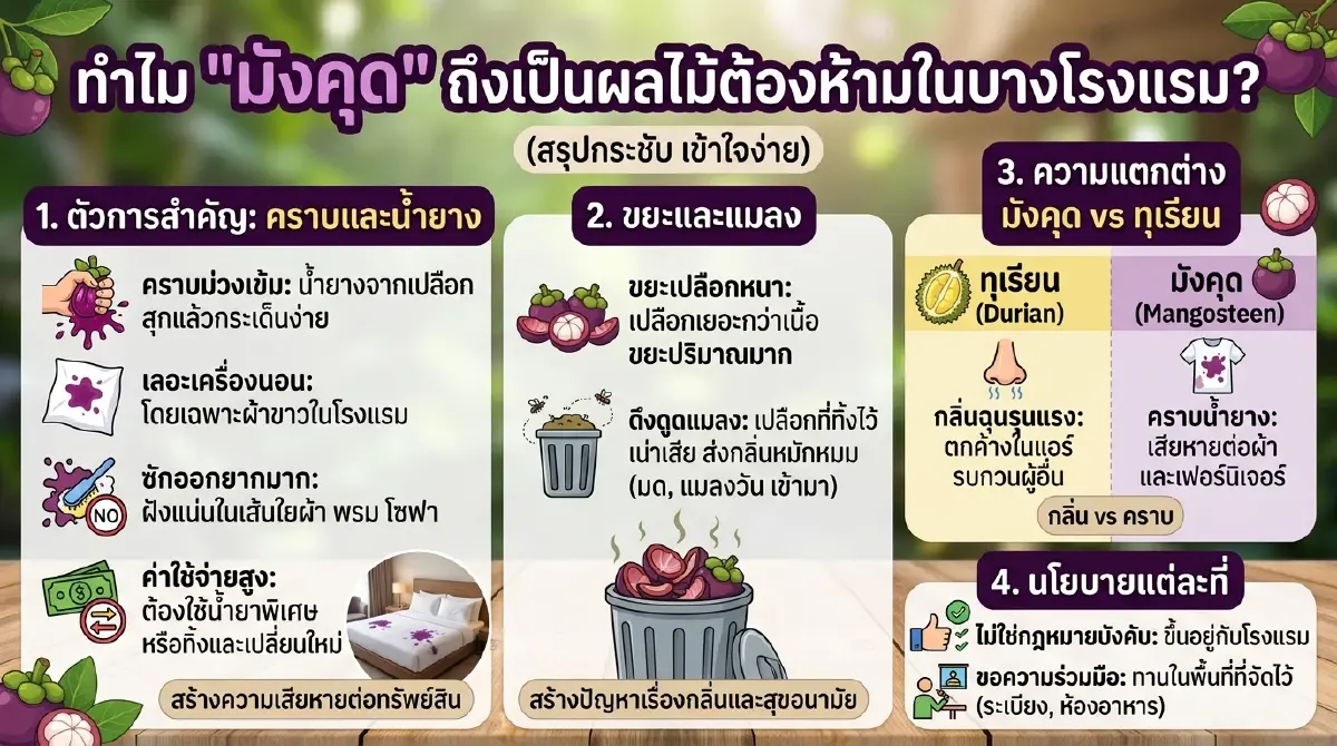 เฉลยเหตุผลแท้จริง ทำไมโรงแรมห้ามนำ "มังคุด" ขึ้นห้องพัก