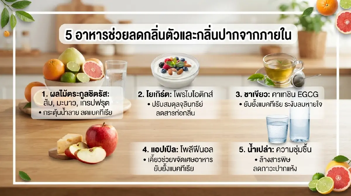 อาบน้ำแล้วทำไมยังมีกลิ่น? แนะอาหารตัวช่วยลดกลิ่นจากภายใน