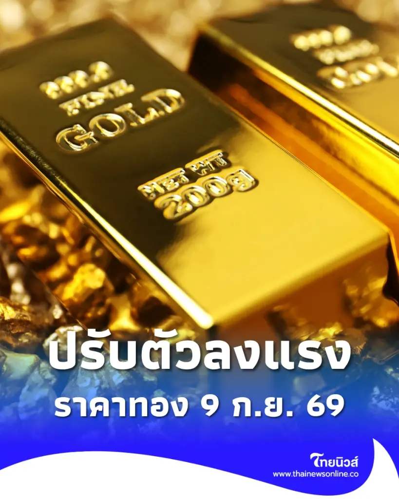 เปิดตลาดเช้านี้ "ราคาทองคำ" 9 ก.ย. 69 ประกาศครั้งที่ 1 ปรับตัวลงแรง
