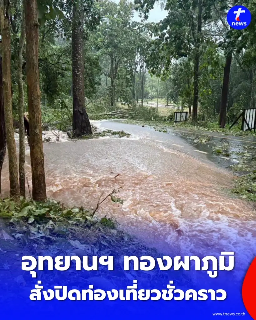 อุทยานฯ ทองผาภูมิ สั่งปิดท่องเที่ยวชั่วคราวหนีพายุฝน-ดินถล่ม-ต้นไม้หักโค่น งดเข้าพื้นที่จนกว่าสถานการณ์ปกติ