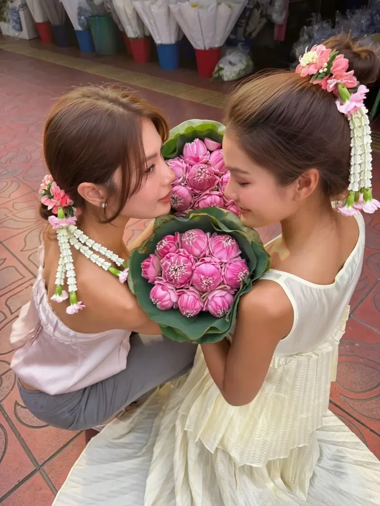 พวงมาลัยเกล้าผม  เทรนด์สุดชิค ซอฟต์พาวเวอร์ใหม่ย่านสะพานพุทธ