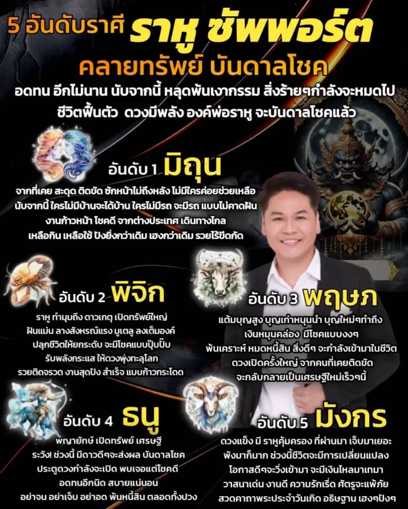 เคาะแล้ว 5 ราศี ราหูบันดาลโชค เปิดรับทรัพย์ นับจากนี้พ้นเคราะห์
