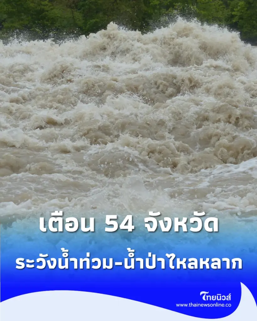 เปิดรายชื่อ 54 จังหวัด เสี่ยงน้ำท่วมฉับพลัน-ดินโคลนถล่ม 4–7 ก.ย. นี้