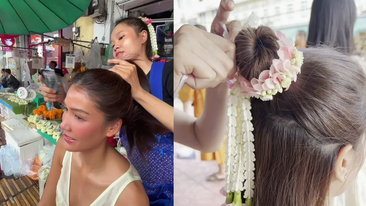 พวงมาลัยเกล้าผม  เทรนด์สุดชิค ซอฟต์พาวเวอร์ใหม่ย่านสะพานพุทธ