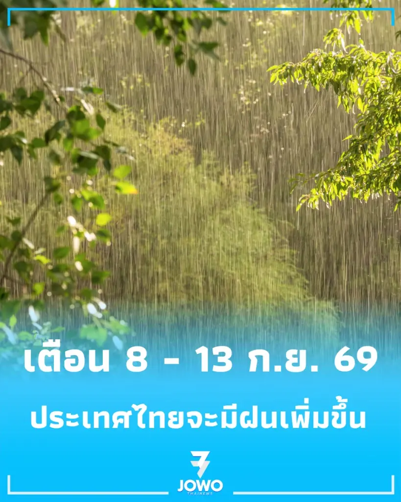 เตือน  8-13 ก.ย. นี้ เตรียมรับมือฝนตกหนักถึงหนักมาก เริ่มภาคอีสานก่อนลามทั่วประเทศ