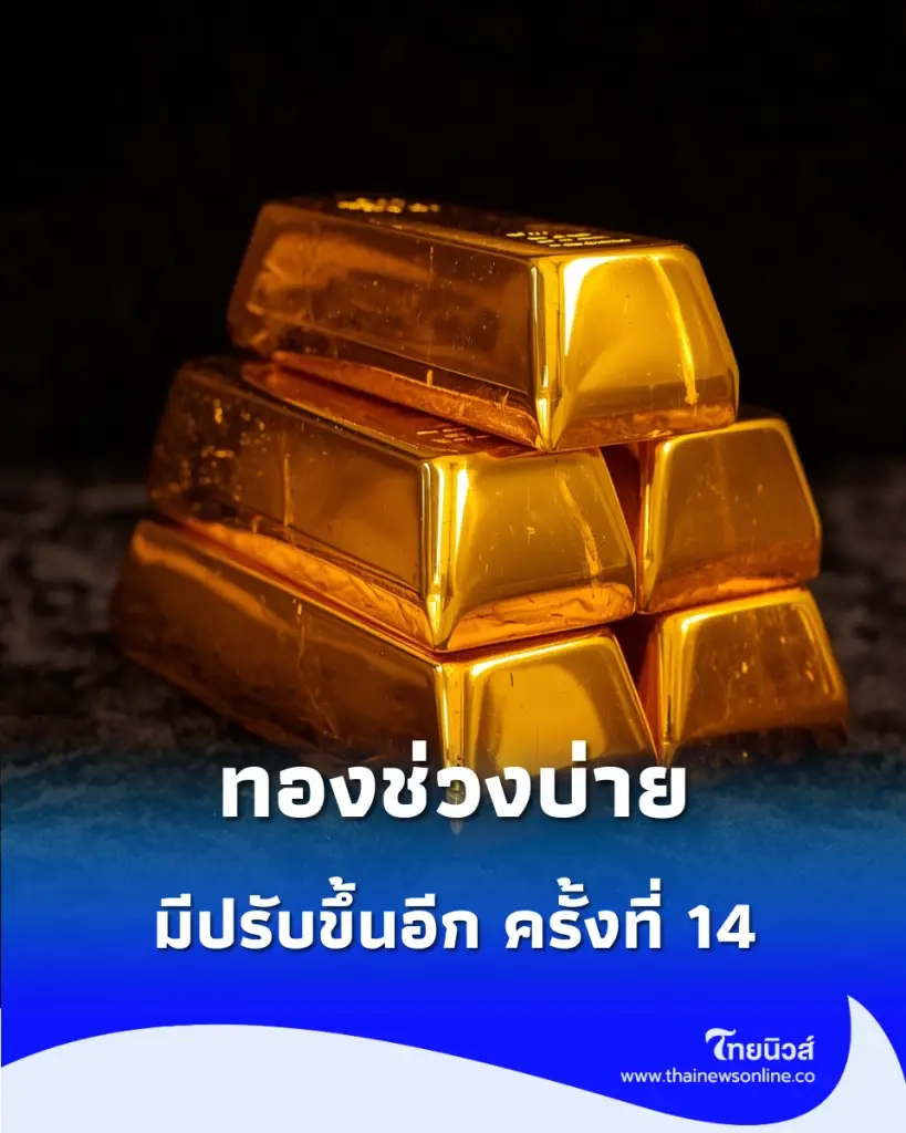 อัปเดตราคาทองช่วงบ่าย 10 ก.ย. 69 ราคาทองมีปรับขึ้นอีก ครั้งที่ 14