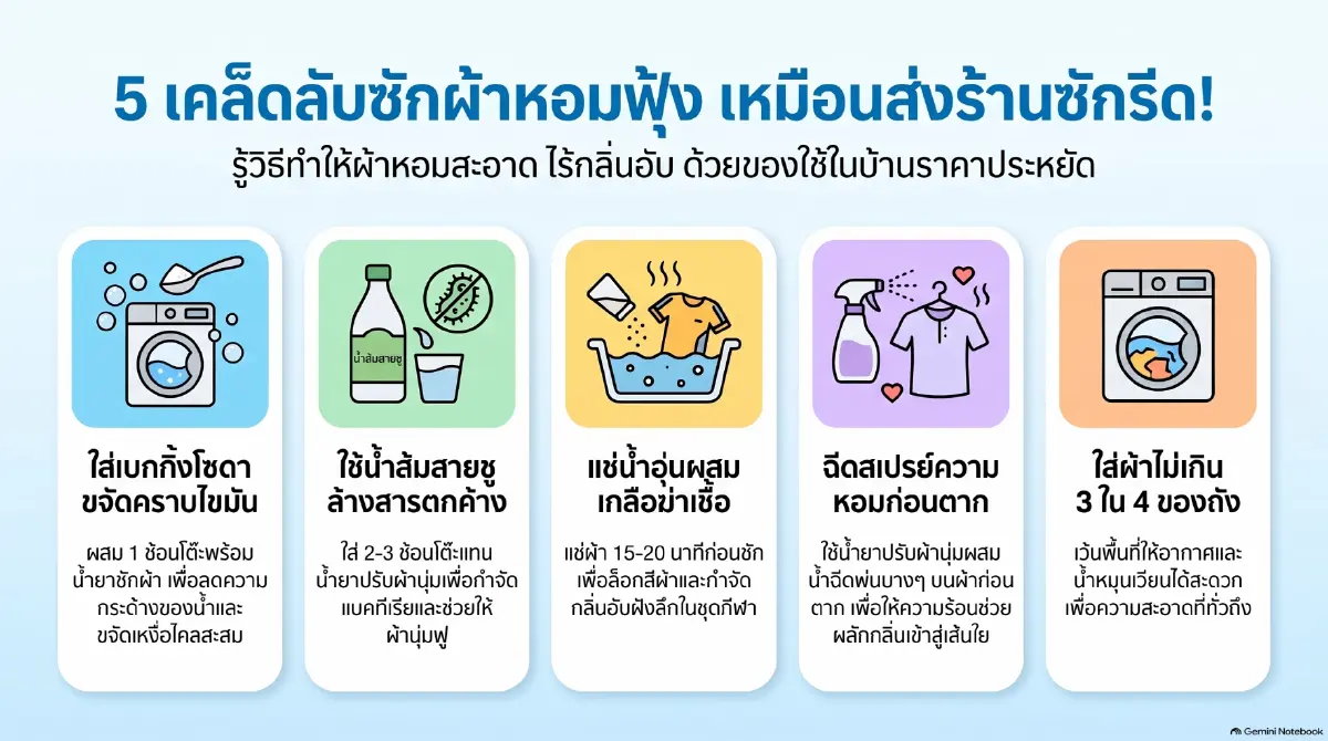 5 ทริคซักผ้าให้หอมนาน ไร้กลิ่นอับ ตามสูตรร้านซักอบรีด