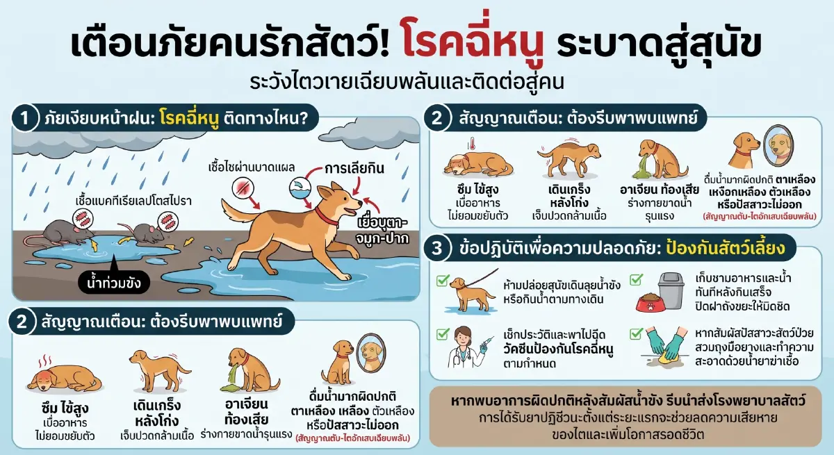 เตือนระวังโรคฉี่หนูระบาดในสัตว์เลี้ยง ถึงชีวิตและติดสู่คนได้