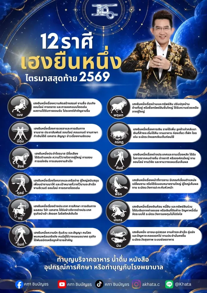 ดวงดีมาก เคาะราศีเฮงยืนหนึ่ง การเงิน โชคลาภ ไตรมาสสุดท้าย 2569 
