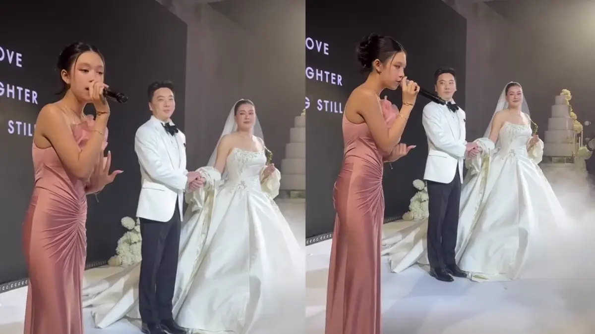 โมเมนต์สุดซึ้ง "น้องแสนดี" โชว์ร้องเพลง-อวยพรงานแต่งแม่  