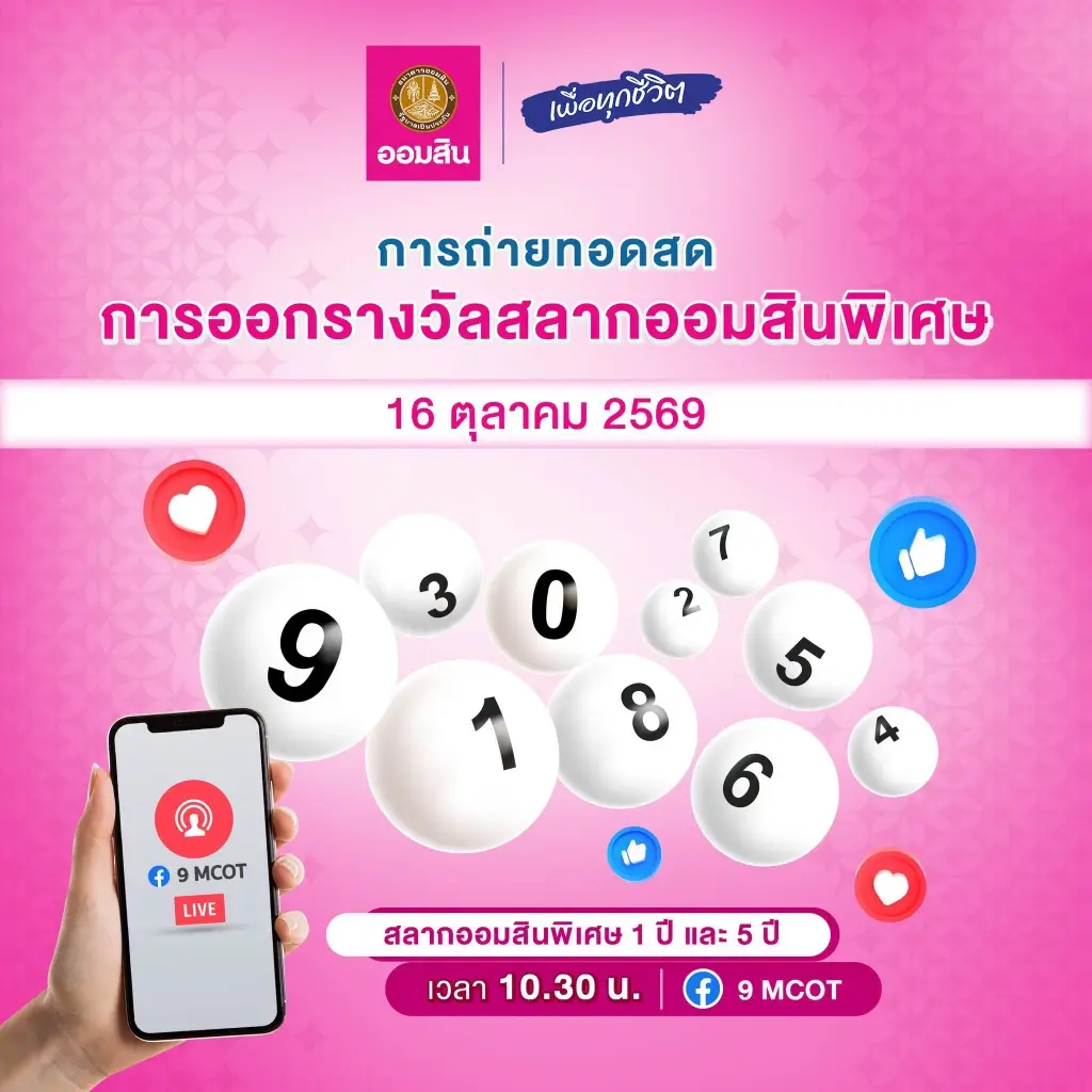 หวยออมสิน 16 ต.ค. 69 ผลสลากออมสินพิเศษ 1ปี ผลออมสินพิเศษ 5 ปี งวด 16/10/69