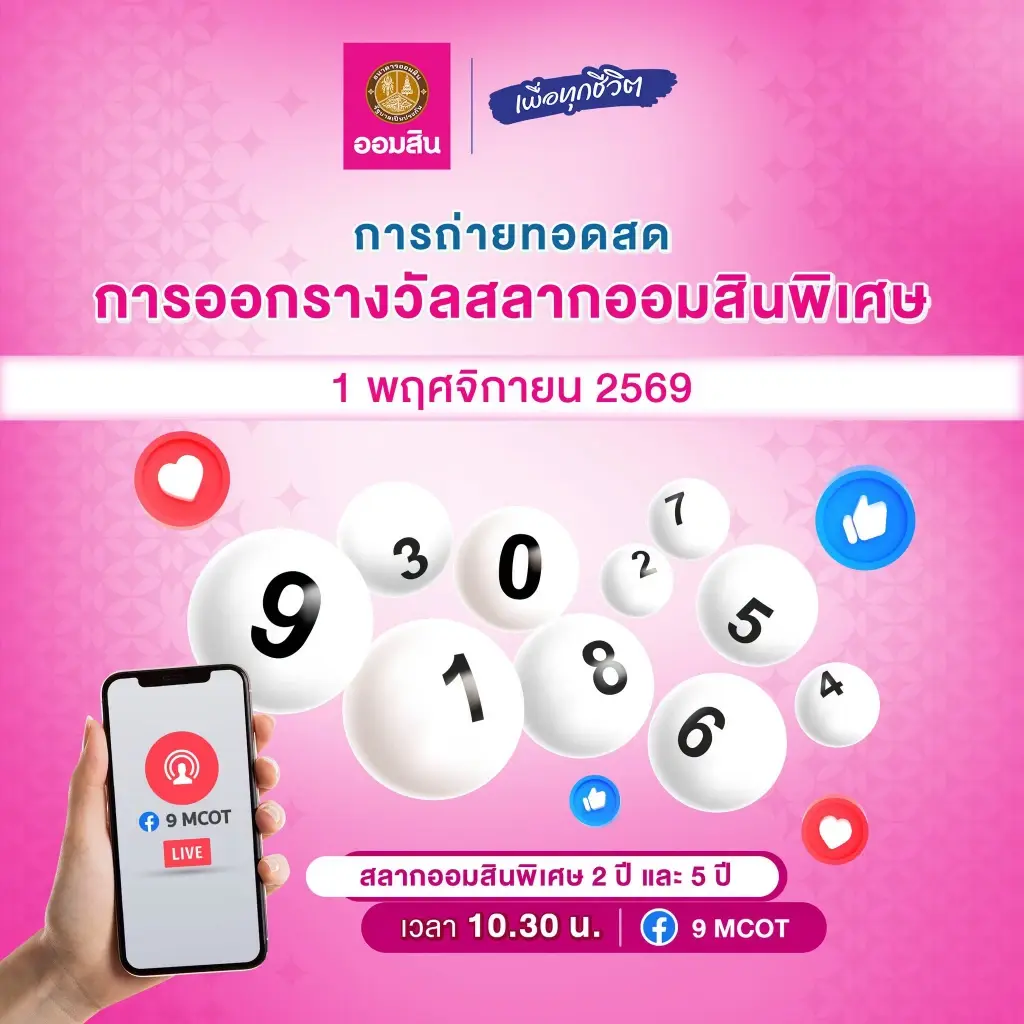 หวยออมสิน 1 พ.ย. 69 ผลสลากออมสินพิเศษ 2 ปี ผลออมสินพิเศษ 5 ปี งวด 1/11/69