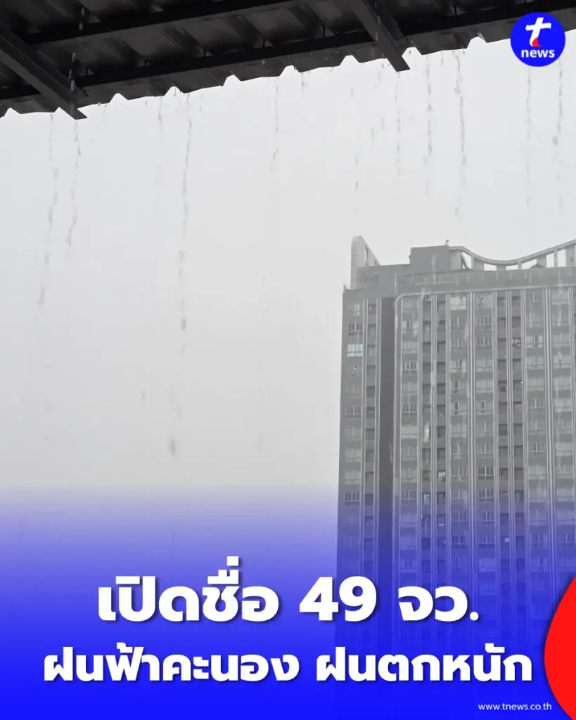 เปิดชื่อ 49 จังหวัด เจอฝนฟ้าคะนอง ฝนตกหนัก และมีลมกระโชกแรง