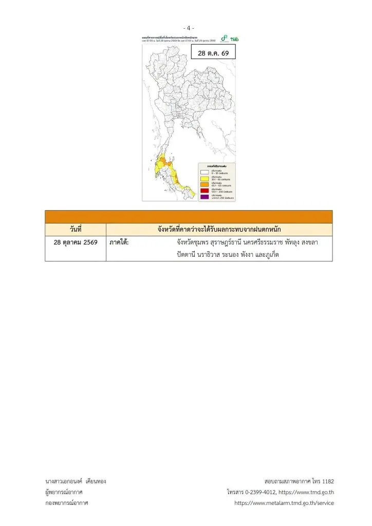 จังหวัดพื้นที่สีแดง ฝนตกหนักถึงหนักมากจนถึง 28 ต.ค. อากาศแปรปรวน 