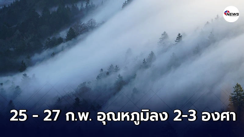 อุตุฯ เผย 25 - 27 ก.พ. อากาศจะหนาวเย็นลง อุณหภูมิจะลดลง 2-3 องศา อุตุฯ เผย 25 - 27 ก.พ. อากาศจะหนาวเย็นลง อุณหภูมิจะลดลง 2-3 องศา