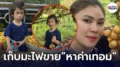แอน ภัททิรา สอนลูกดีมาก ให้ลูกชาย น้องโพธิ์ เก็บมะไฟในสวนขาย หาค่าเทอม