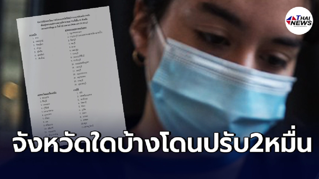ล่าสุดเพิ่มเป็น48จังหวัดเเล้ว ออกนอกบ้านไม่สวมหน้ากากอนามัย ปรับ2หมื่น
