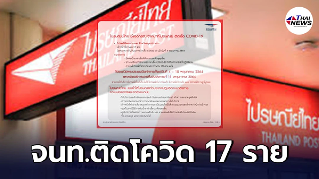 ไปรษณีย์ไทย แจ้งปิดสาขาพระประแดงด่วน หลังพบ จนท.ติดเชื้อโควิด 17 ราย
