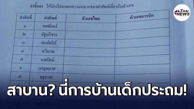 เปิดภาพ การบ้านเด็กประถม ยากเกินบรรยาย บอกความหมายของศัพท์เป็นตัวเลข