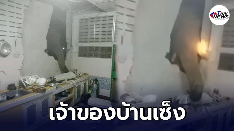 เจ้าของบ้านเซ็งอีกรอบ ช้างป่าตัวเดิม บุกพังกำแพงขโมยอาหารบ้านหลังเดิม เจ้าของบ้านเซ็งอีกรอบ ช้างป่าตัวเดิม บุกพังกำแพงขโมยอาหารบ้านหลังเดิม