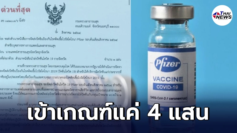 เปิดเอกสารการจัดสรรวัคซีนไฟเซอร์ พบบุคลากรทางการแพทย์เข้าเกณฑ์ 4 แสนโดส เปิดเอกสารการจัดสรรวัคซีนไฟเซอร์ พบบุคลากรทางการแพทย์เข้าเกณฑ์ 4 แสนโดส