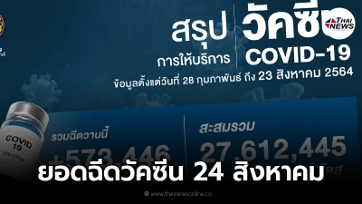 สรุปภาพรวมยอดฉีดวัคซีน วันที่ 24 สิงหาคม 2564 นับถอยหลังก่อนเปิดประเทศ