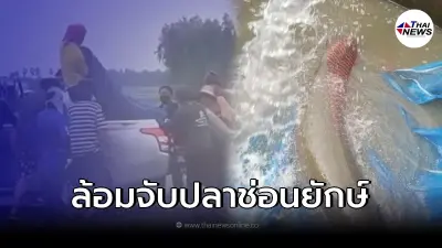 ชาวบ้านดักซุ่ม จับ"ปลายักษ์" หลุดมากับน้ำท่วม หนักเกือบ 200 กิโล ชาวบ้านดักซุ่ม จับ"ปลายักษ์" หลุดมากับน้ำท่วม หนักเกือบ 200 กิโล