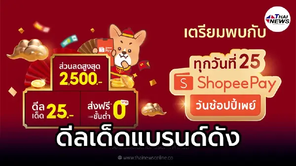 Shopee ดีลเด็ดแบรนด์ดัง เก็บโค้ดรอช้อป "วันช้อปปี้เพย์" 25 ม.ค. นี้