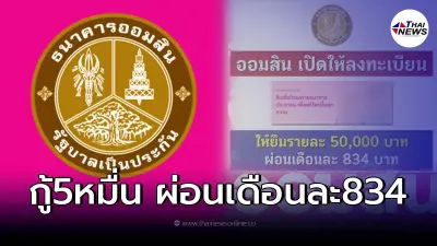 เปิดให้ลงทะเบียนกู้ยืมรายละ 50,000 ผ่อน834/เดือน ล่าสุด ออมสิน ชี้เเจงเเล้ว