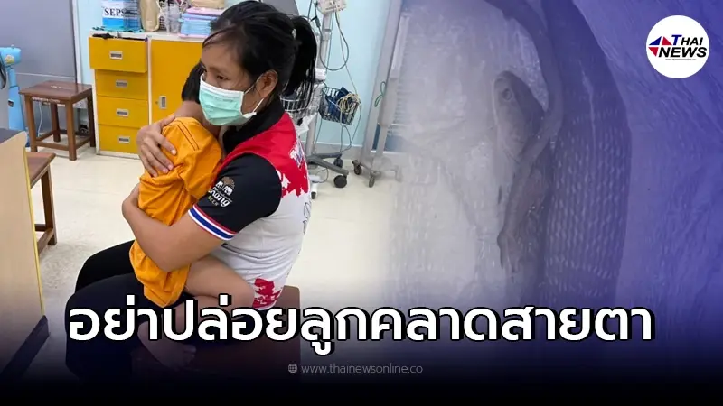 อุทาหรณ์เตือนภัย เด็กน้อยเข้าห้องน้ำคนเดียว เจองูเห่าพ่นพิษใส่ตา 2 ข้าง